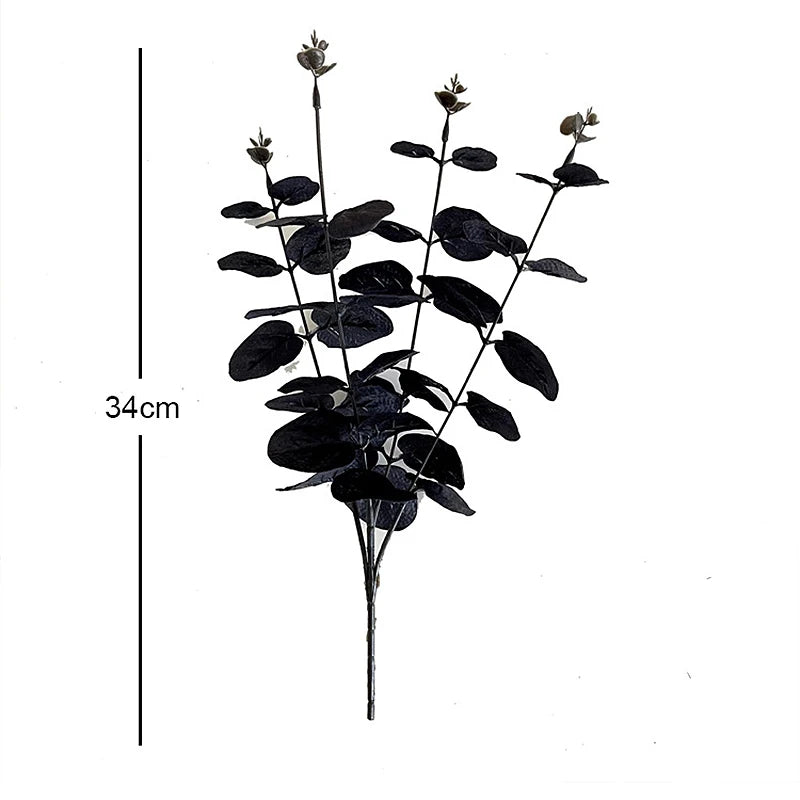 Bouquet d’Eucalyptus Noir Artificiel 34 cm – Décoration Élégante pour Maison, Bureau ou Événement
