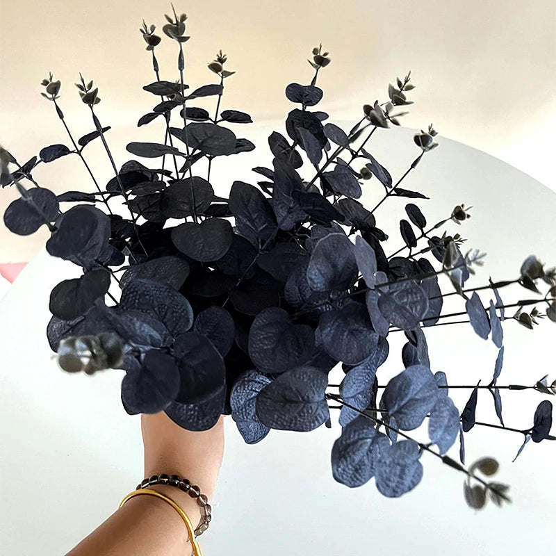 Bouquet d’Eucalyptus Noir Artificiel 34 cm – Décoration Élégante pour Maison, Bureau ou Événement