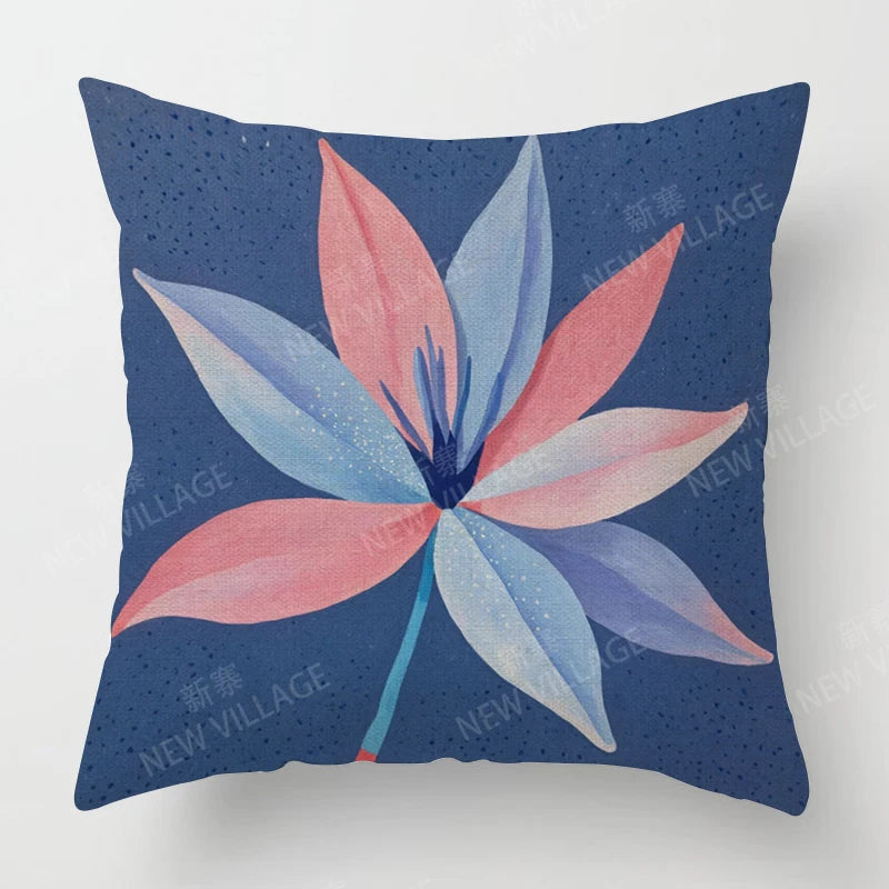 Housse de Coussin Papillon Vert & Fleur Blanche – Style Frais Déco Chambre & Salon