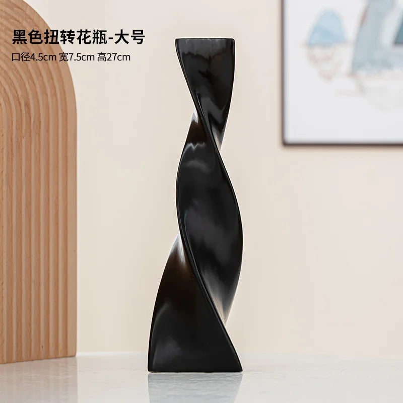 Vase Céramique Torsadé Minimaliste – Décoration Moderne pour Fleurs Sèches ou Fraîches
