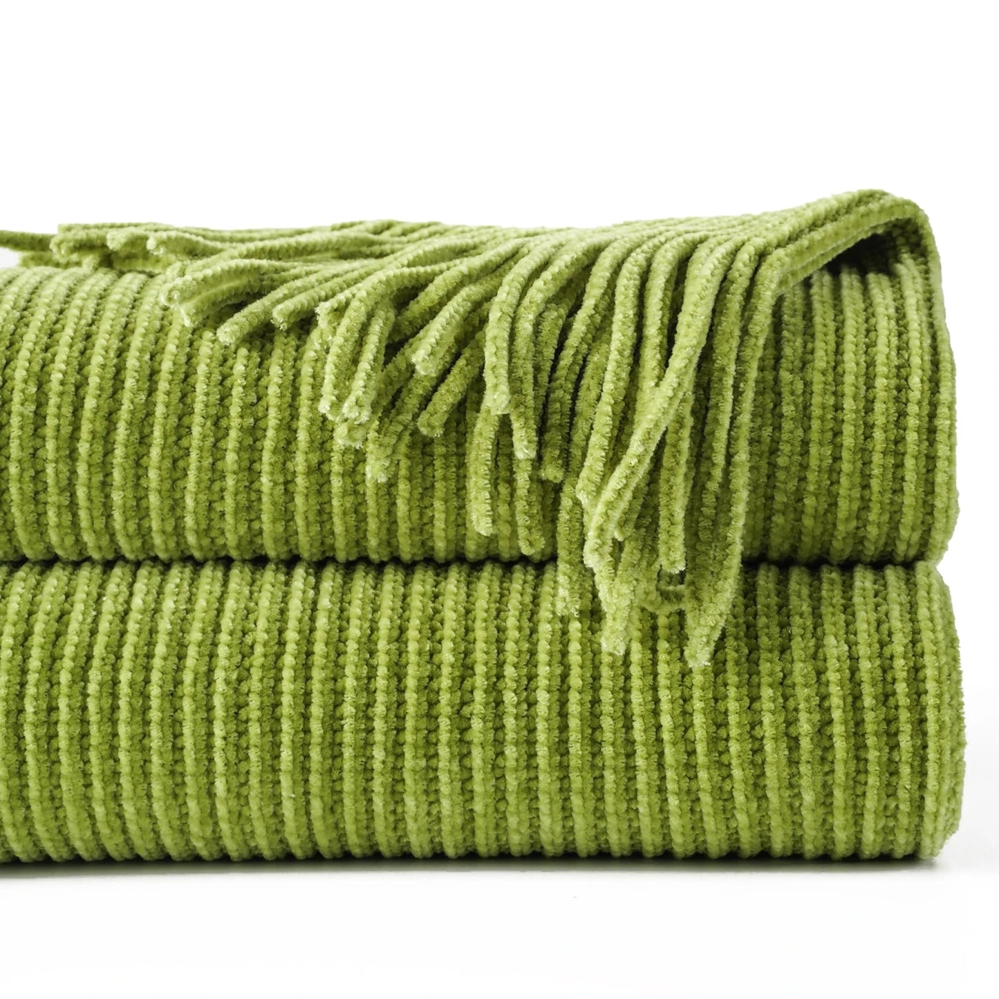 Plaid en chenille douce avec pompons – Couverture tricotée décorative pour lit et canapé