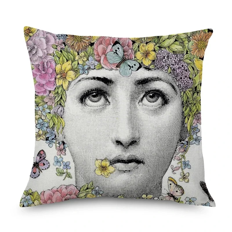 Housse de Coussin Papillon Vert & Fleur Blanche – Style Frais Déco Chambre & Salon