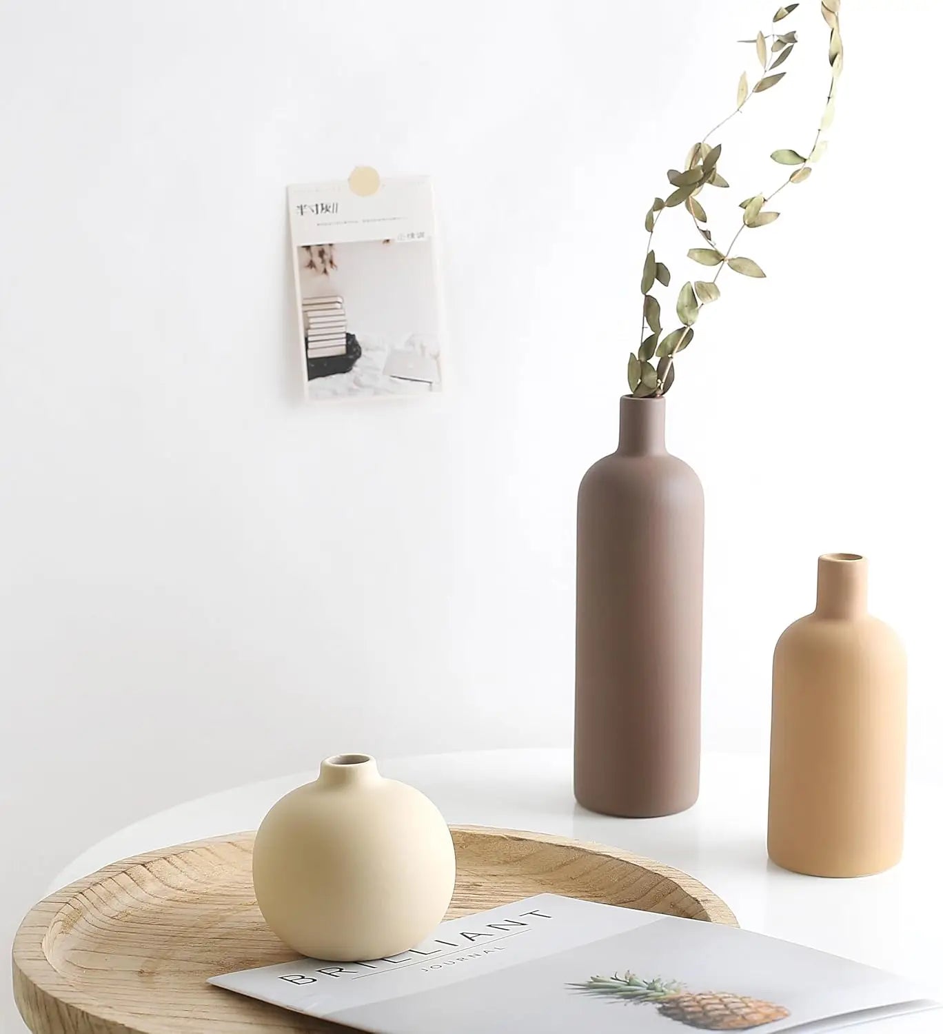 Lot de vases en céramique neutre – Décoration rustique et bohème pour salon, table et intérieur