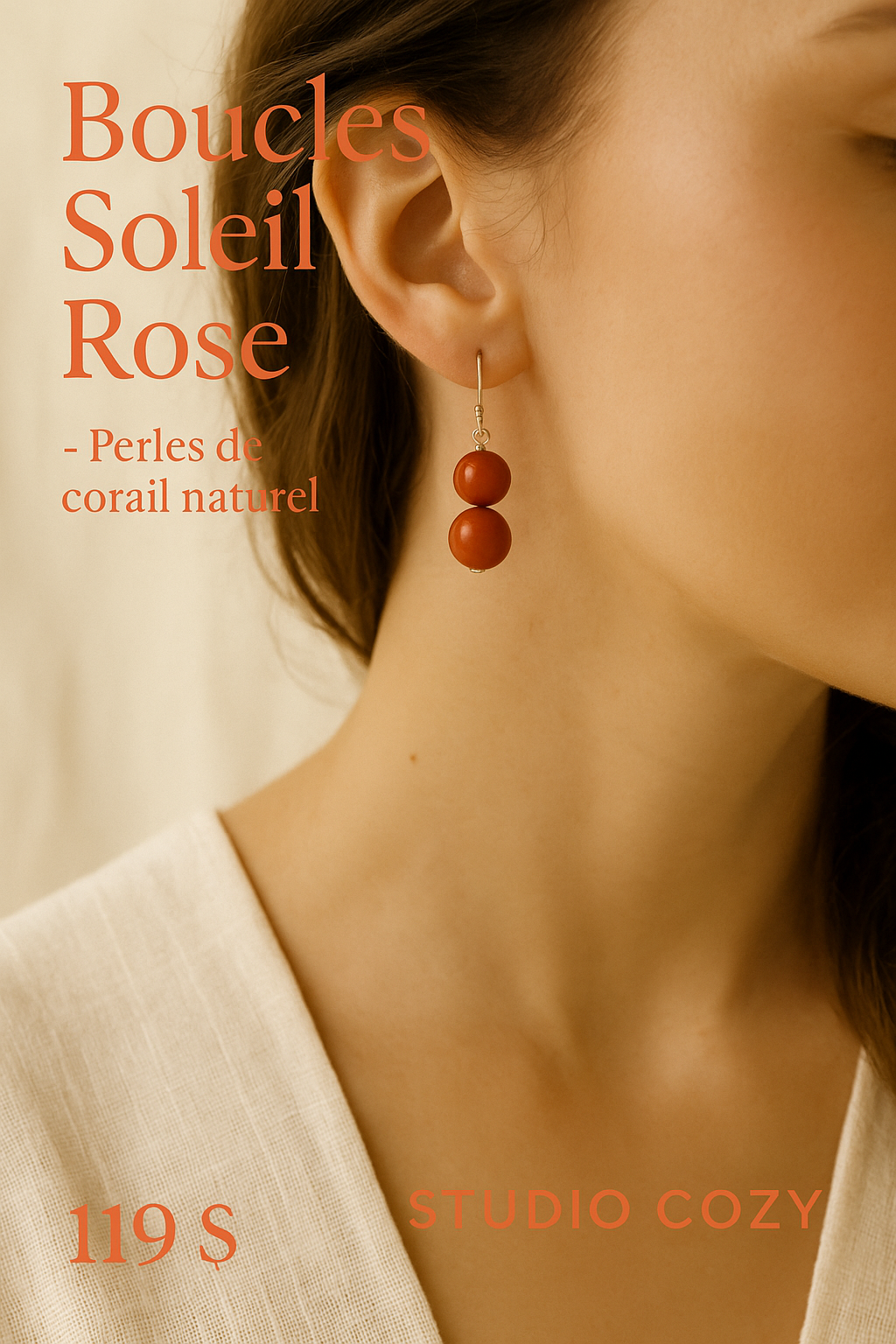 Boucles Soleil Rose – Perles de corail naturel