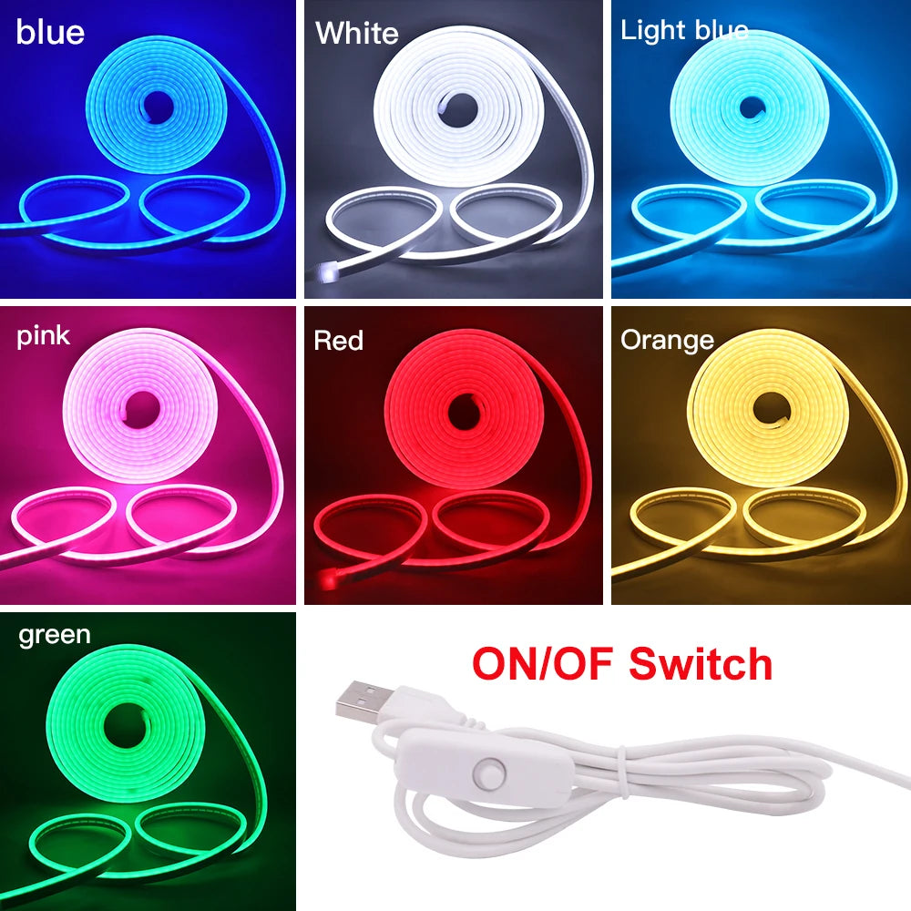Bande LED Néon USB Étanche – Multicolore, Flexible, 5V, 120 LED/m