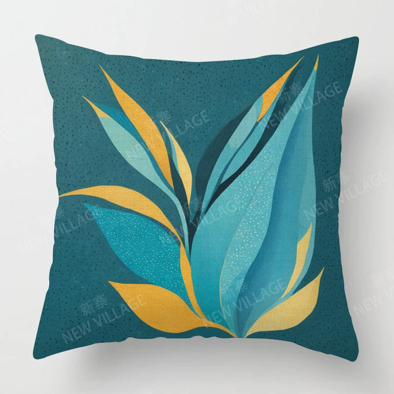 Housse de Coussin Papillon Vert & Fleur Blanche – Style Frais Déco Chambre & Salon