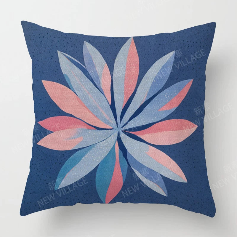 Housse de Coussin Papillon Vert & Fleur Blanche – Style Frais Déco Chambre & Salon