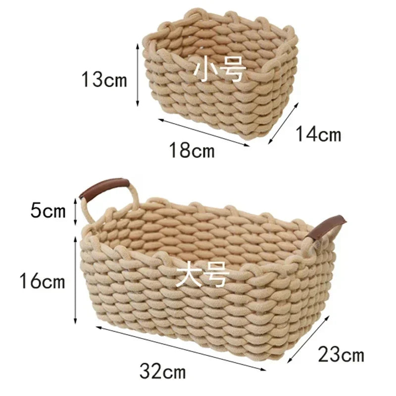 Panier de Rangement en Corde de Coton avec Poignées – Organisateur Multi-Usages