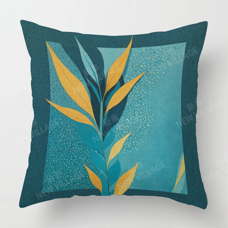 Housse de Coussin Papillon Vert & Fleur Blanche – Style Frais Déco Chambre & Salon
