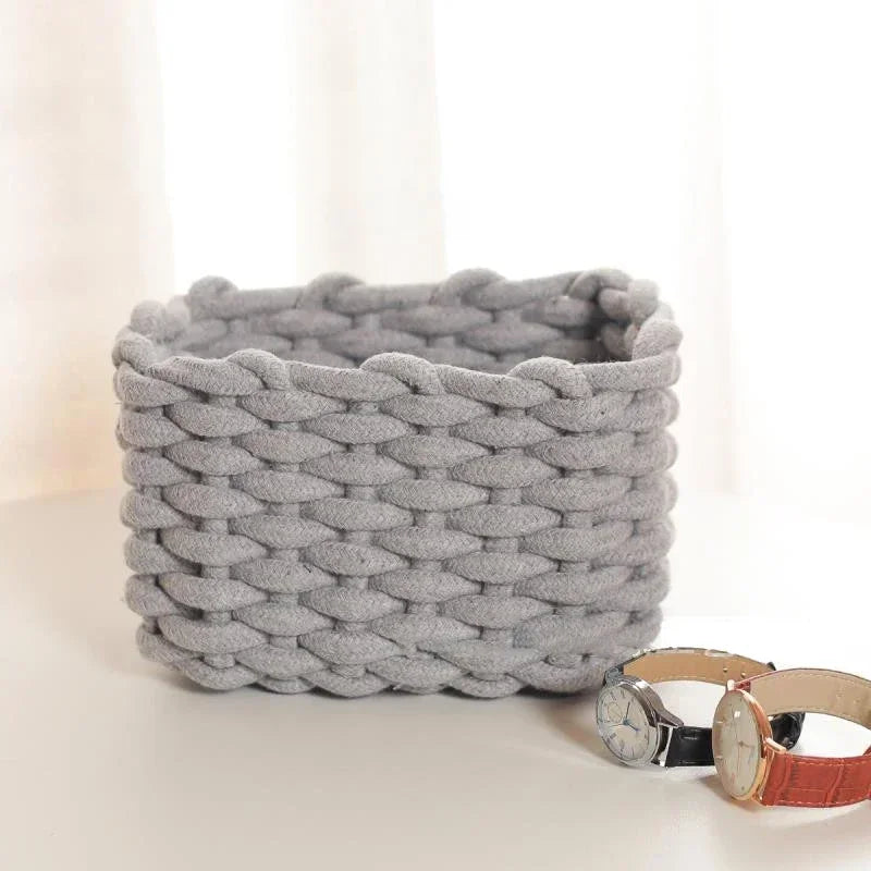 Panier de Rangement en Corde de Coton avec Poignées – Organisateur Multi-Usages
