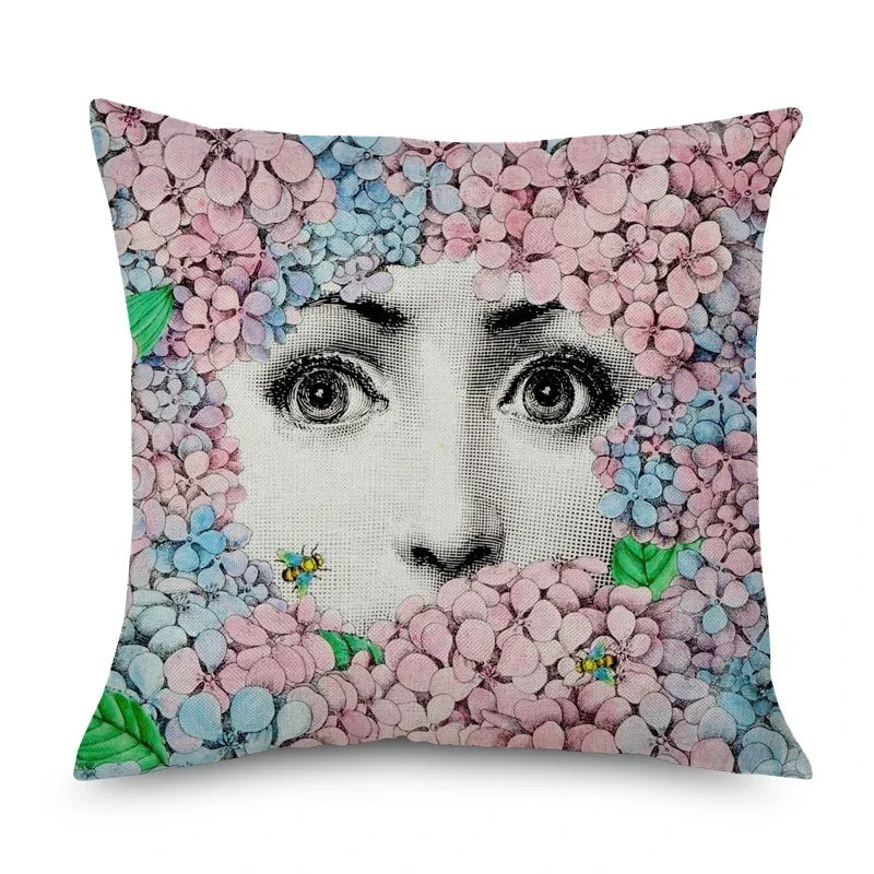 Housse de Coussin Papillon Vert & Fleur Blanche – Style Frais Déco Chambre & Salon