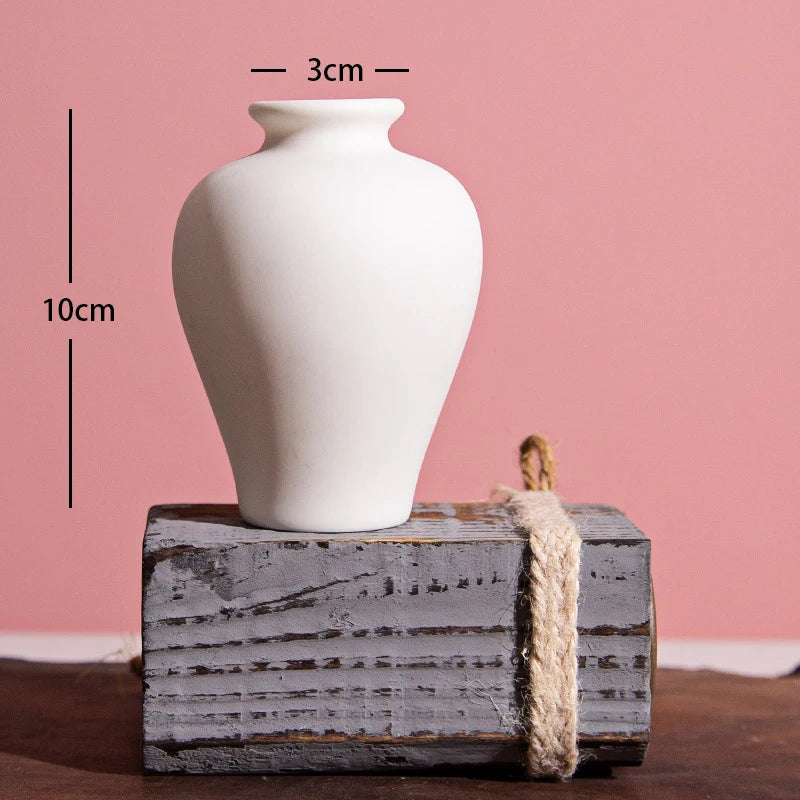 Vase décoratif en céramique blanc – Petit vase élégant pour fleurs séchées et décoration intérieure