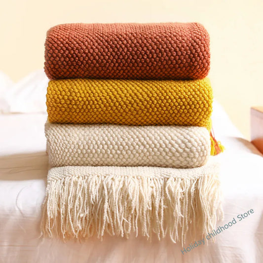 Plaid Tricoté Épais Cozy – Couverture Nid d’Abeille Douce & Chaude pour Hiver