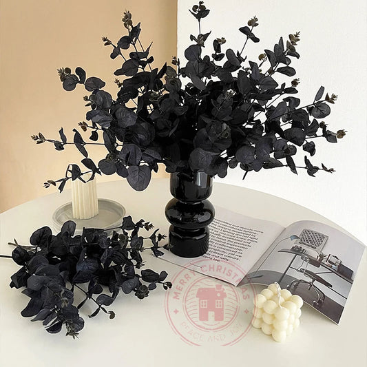Bouquet d’Eucalyptus Noir Artificiel 34 cm – Décoration Élégante pour Maison, Bureau ou Événement