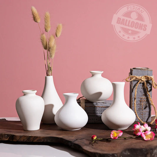 Vase décoratif en céramique blanc – Petit vase élégant pour fleurs séchées et décoration intérieure