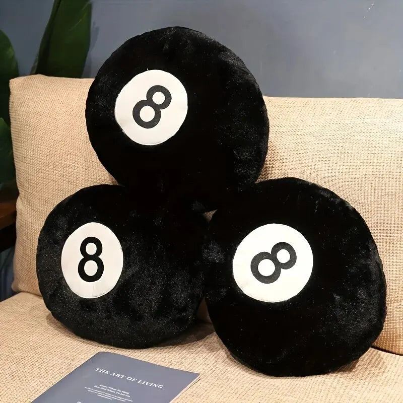 Coussin Peluche Balle de Billard Noire 8 – Déco Fun & Confort pour Sofa et Chambre