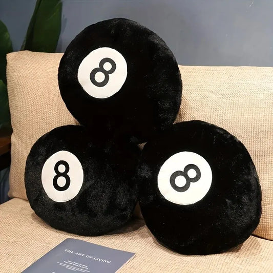 Coussin Peluche Balle de Billard Noire 8 – Déco Fun & Confort pour Sofa et Chambre