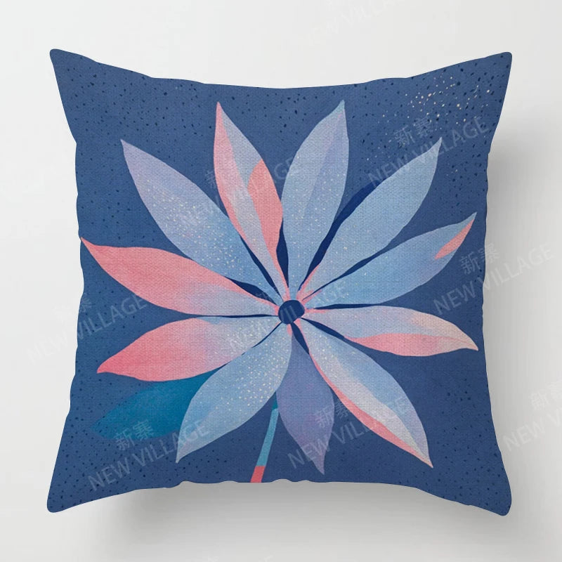 Housse de Coussin Papillon Vert & Fleur Blanche – Style Frais Déco Chambre & Salon