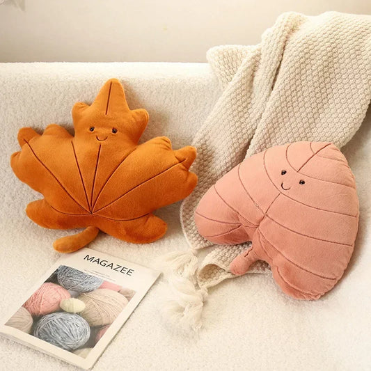 Coussin Feuille Décoratif – Érable & Ginkgo | Coussin Moelleux et Original pour Salon & Chambre