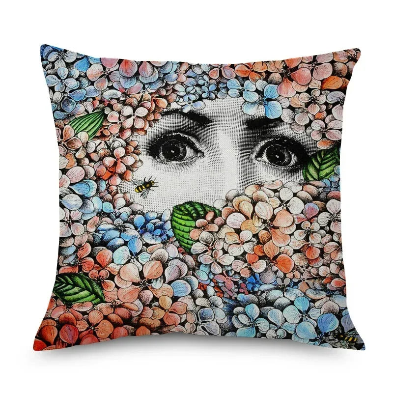 Housse de Coussin Papillon Vert & Fleur Blanche – Style Frais Déco Chambre & Salon