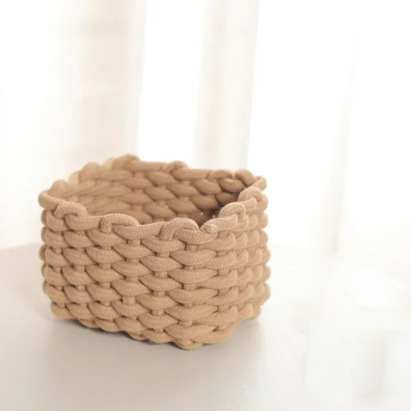Panier de Rangement en Corde de Coton avec Poignées – Organisateur Multi-Usages