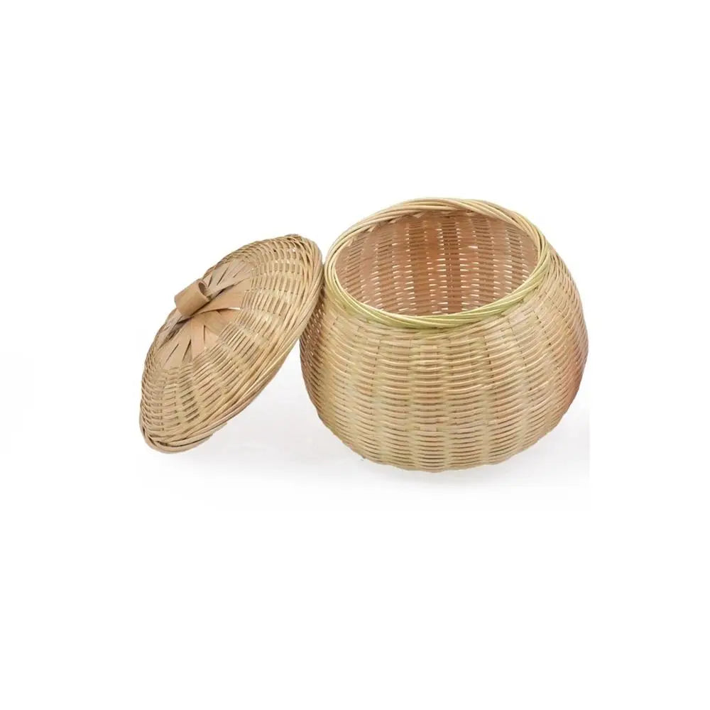 Lot de Boîtes Rondes en Rotin avec Couvercle – Rangement & Décoration Naturelle