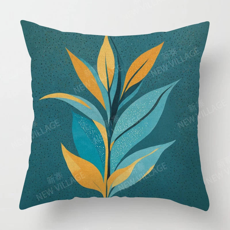 Housse de Coussin Papillon Vert & Fleur Blanche – Style Frais Déco Chambre & Salon