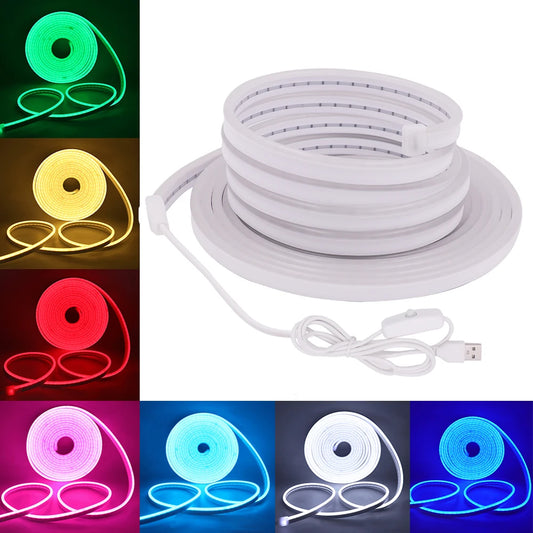 Bande LED Néon USB Étanche – Multicolore, Flexible, 5V, 120 LED/m