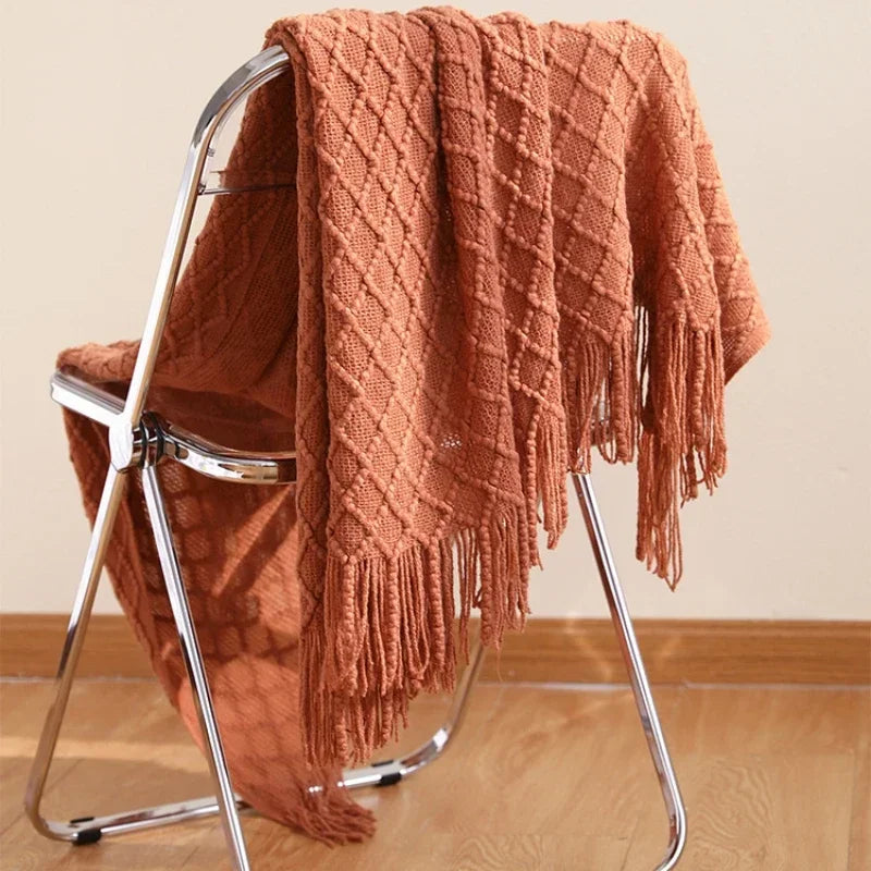 Couverture Tricotée Unie – Plaid Doux et Lavable en Machine