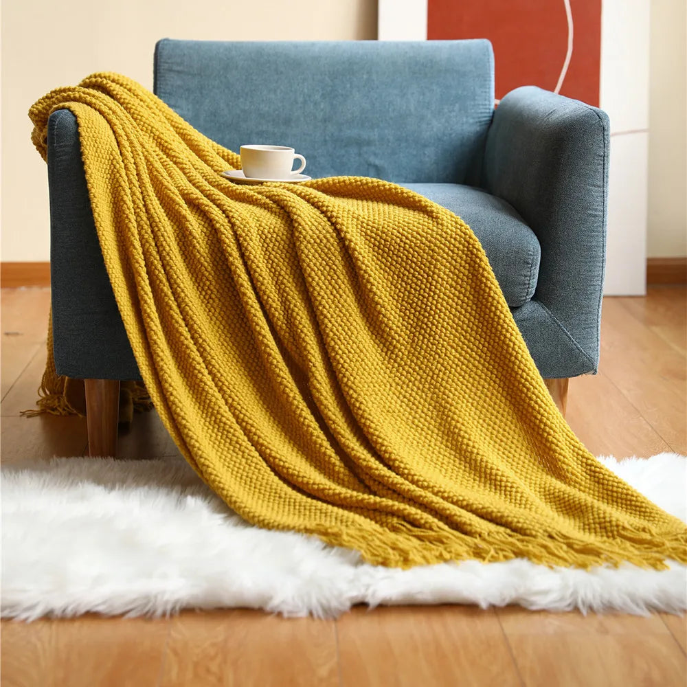 Plaid Tricoté Épais Cozy – Couverture Nid d’Abeille Douce & Chaude pour Hiver