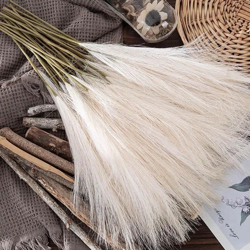 Herbe de Pampa Artificielle Beige – Bouquet Fluffy Décoratif pour Vase ou Intérieur