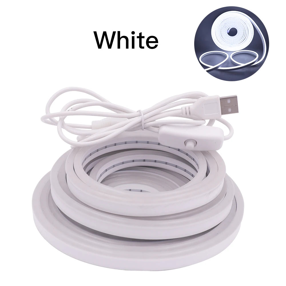 Bande LED Néon USB Étanche – Multicolore, Flexible, 5V, 120 LED/m