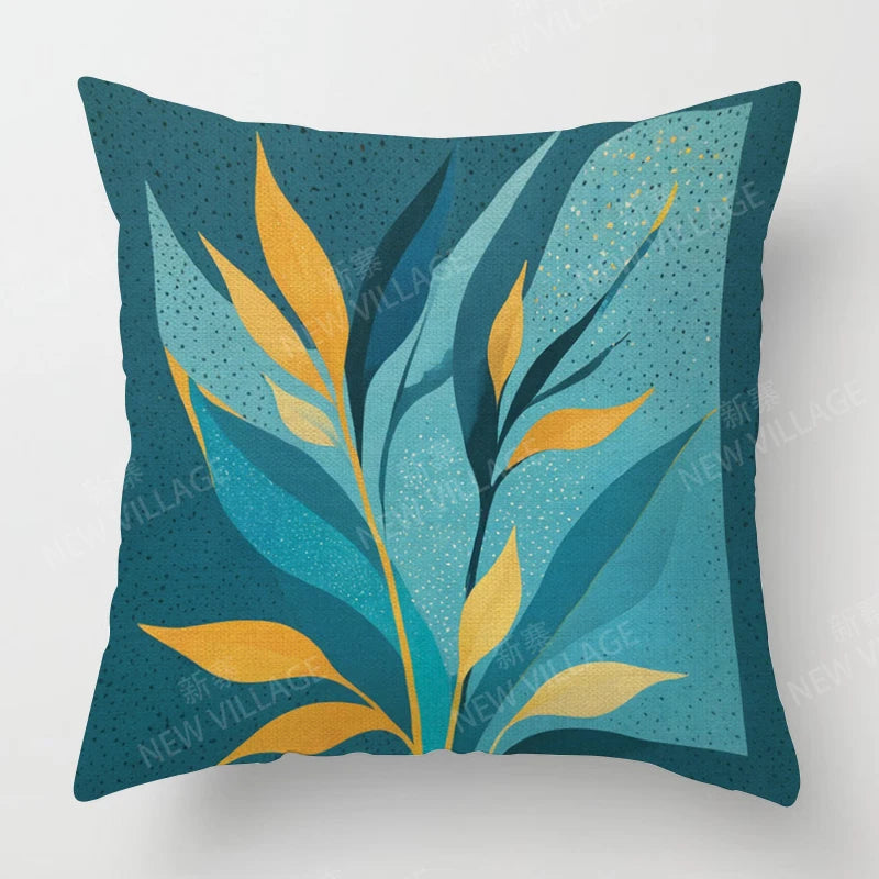 Housse de Coussin Papillon Vert & Fleur Blanche – Style Frais Déco Chambre & Salon