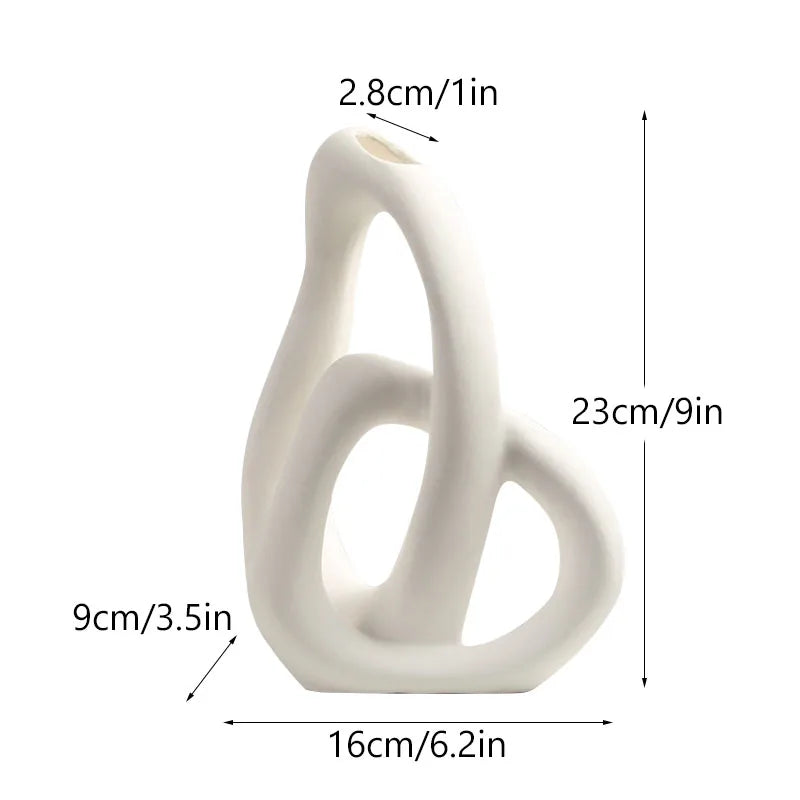 Vase Abstrait en Céramique – Design Nordique Moderne pour Fleurs Séchées & Pampas
