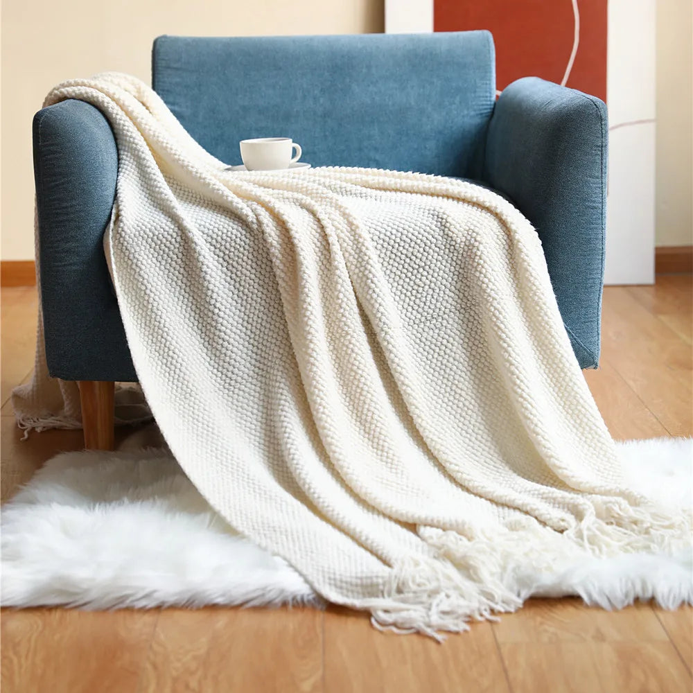 Plaid Tricoté Épais Cozy – Couverture Nid d’Abeille Douce & Chaude pour Hiver