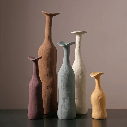 Vase décoratif en céramique style nordique – Grand vase Morandi pour décoration intérieure
