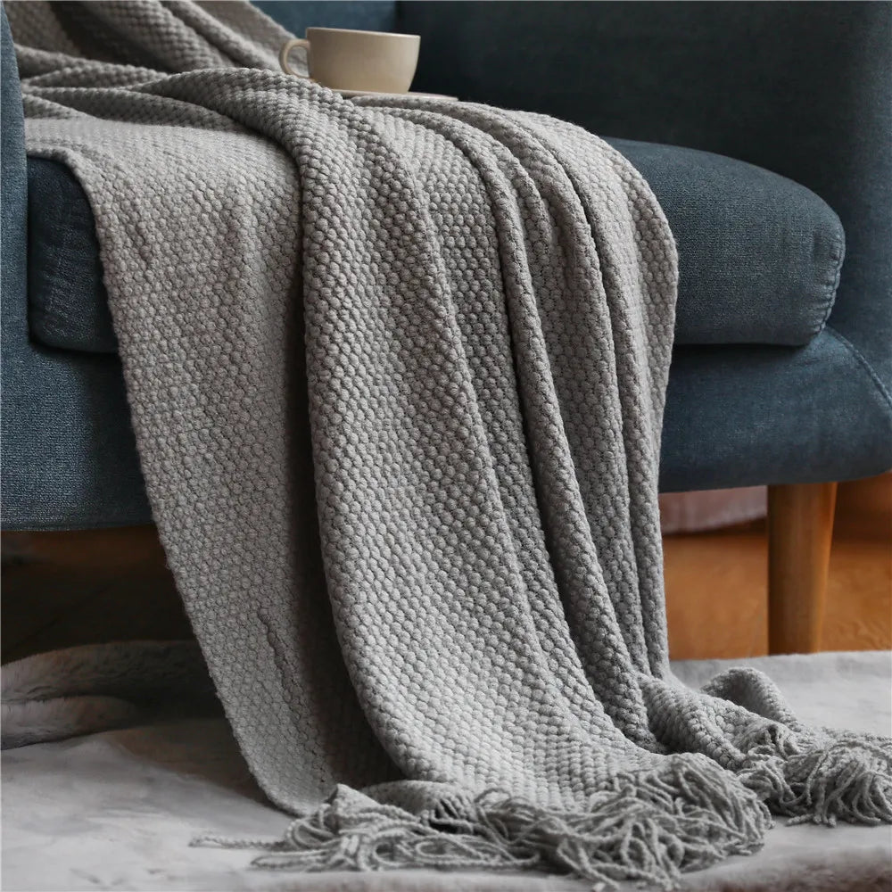 Plaid Tricoté Épais Cozy – Couverture Nid d’Abeille Douce & Chaude pour Hiver