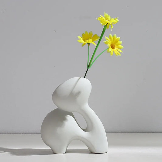 Vase en céramique moderne – Style nordique pour fleurs séchées et décoration de maison