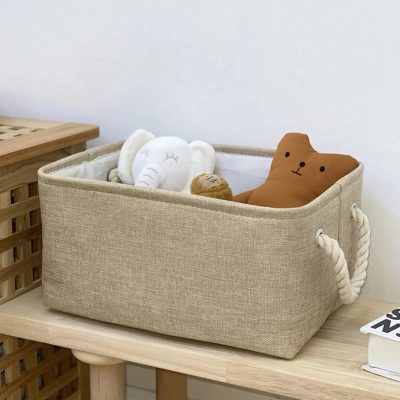 Panier de Rangement Pliable en Lin – Organisateur Maison & Dressing
