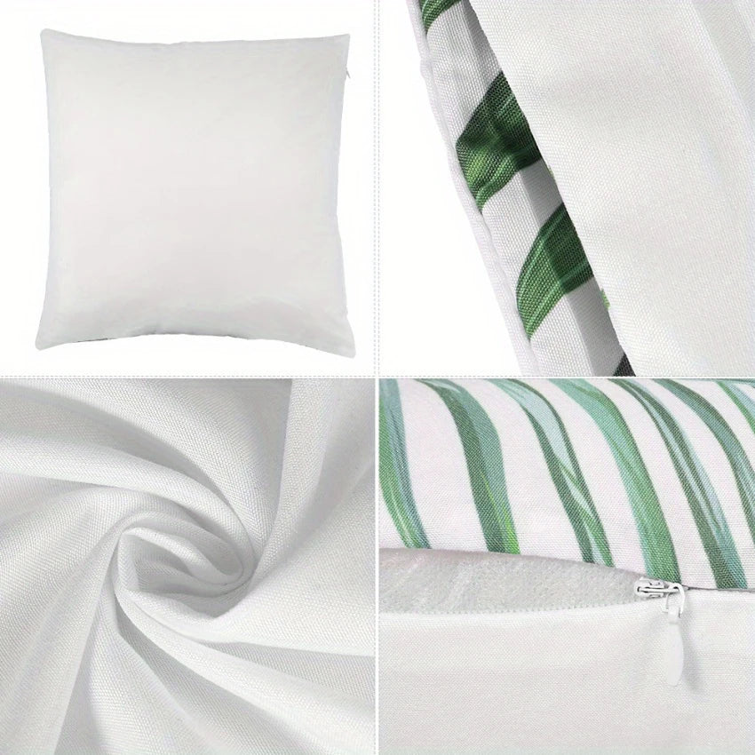 Housse de Coussin Papillon Vert & Fleur Blanche – Style Frais Déco Chambre & Salon