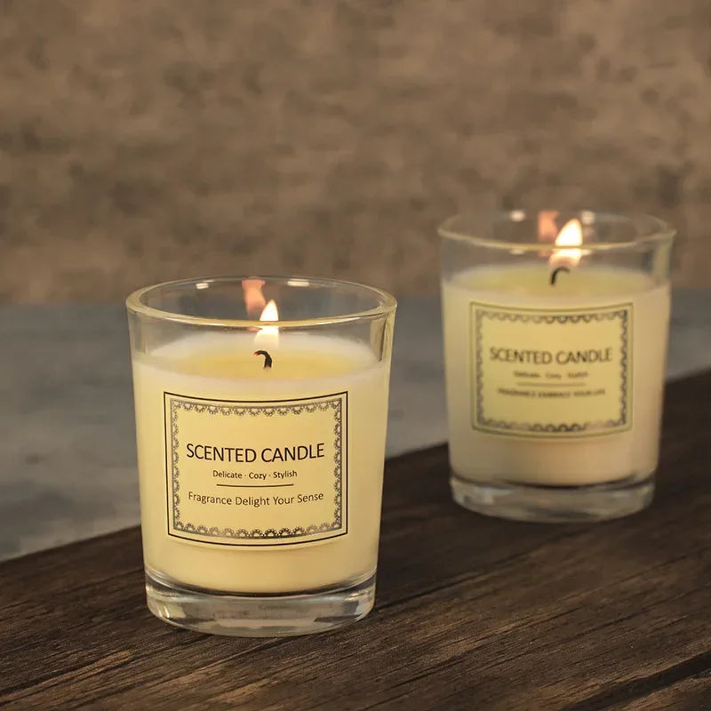 Bougie Parfumée Vintage en Verre – Cire de Soja & Huiles Essentielles – Déco & Relaxation