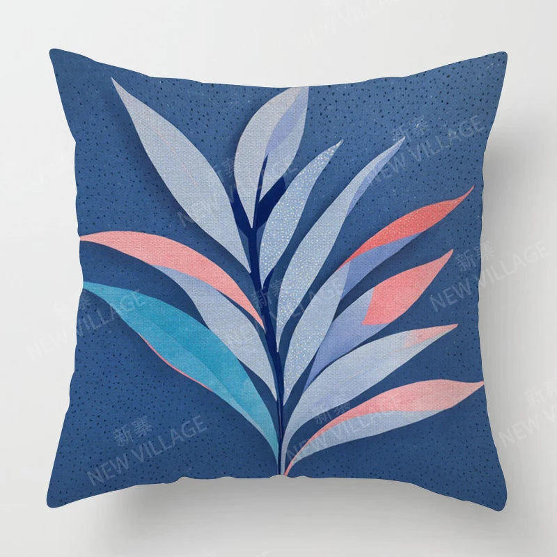 Housse de Coussin Papillon Vert & Fleur Blanche – Style Frais Déco Chambre & Salon