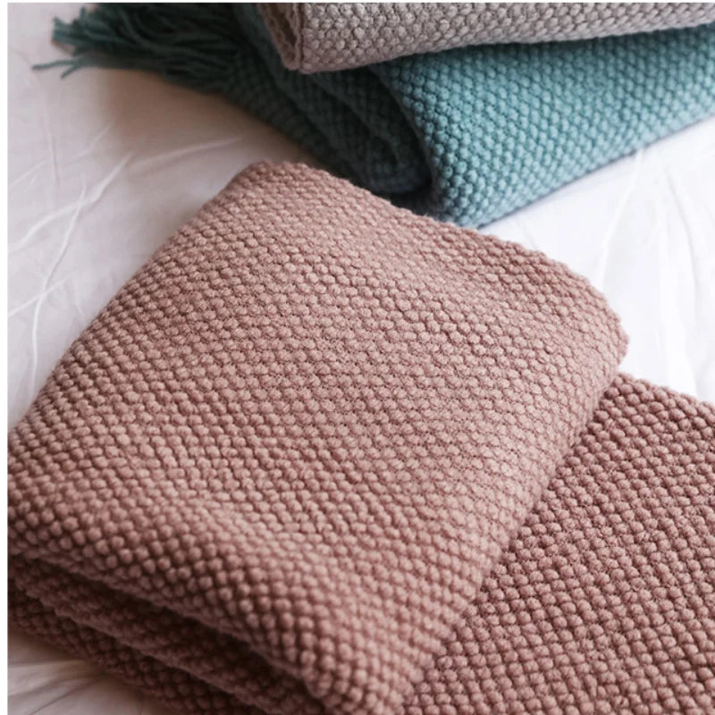 Plaid Tricoté Épais Cozy – Couverture Nid d’Abeille Douce & Chaude pour Hiver