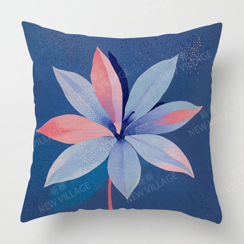 Housse de Coussin Papillon Vert & Fleur Blanche – Style Frais Déco Chambre & Salon