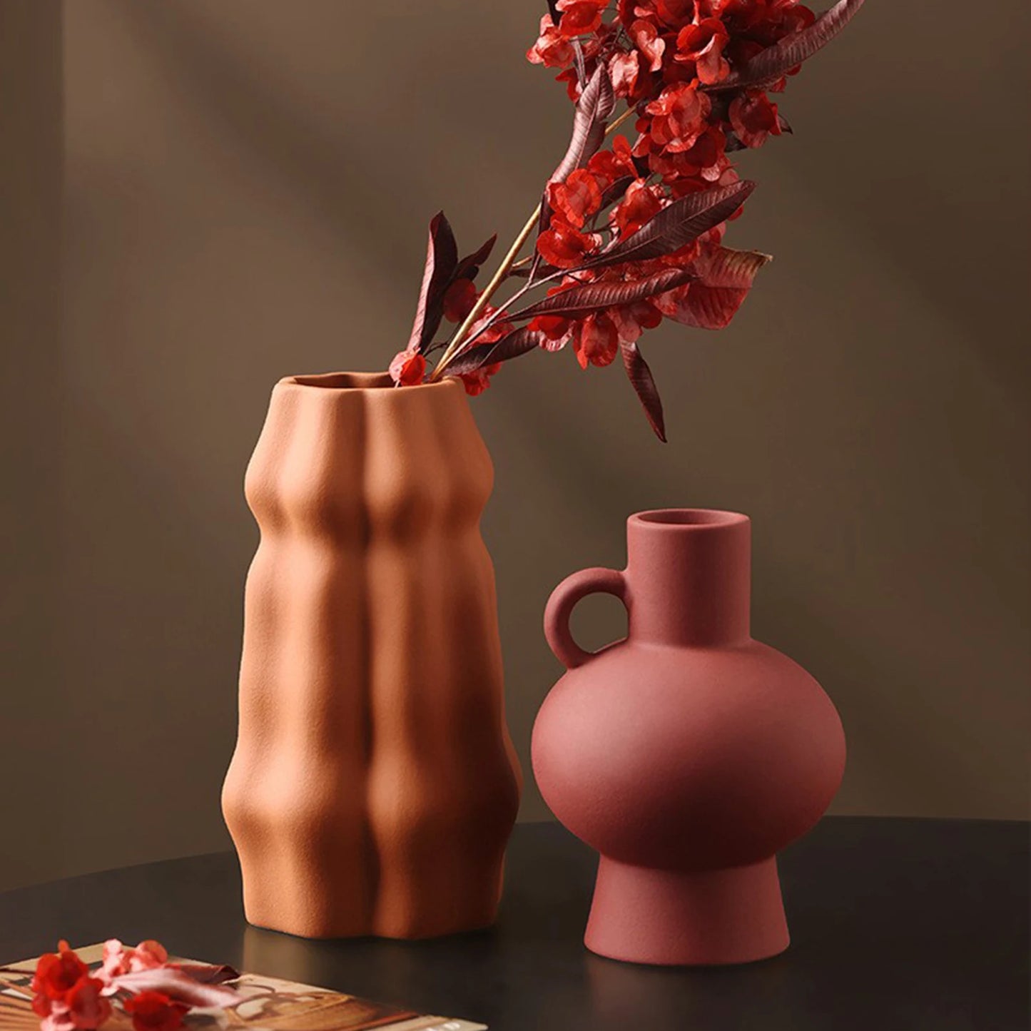 Vase Décoratif en Céramique Mate – Style Classique pour Fleurs Séchées & Pampas