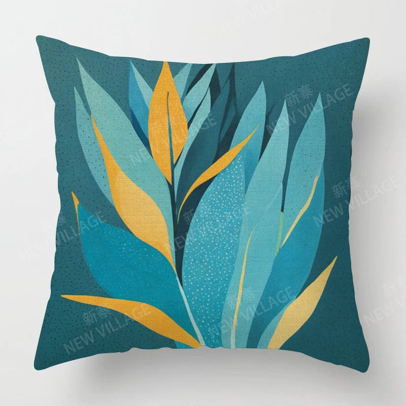 Housse de Coussin Papillon Vert & Fleur Blanche – Style Frais Déco Chambre & Salon