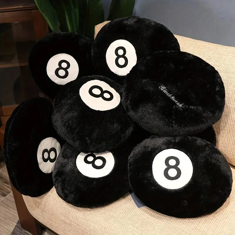 Coussin Peluche Balle de Billard Noire 8 – Déco Fun & Confort pour Sofa et Chambre