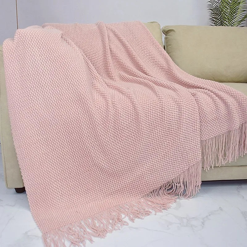 Plaid Tricoté Épais Cozy – Couverture Nid d’Abeille Douce & Chaude pour Hiver