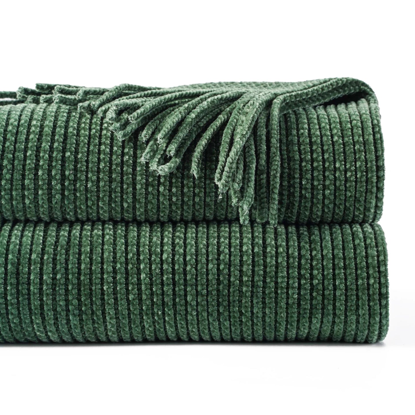 Plaid en chenille douce avec pompons – Couverture tricotée décorative pour lit et canapé