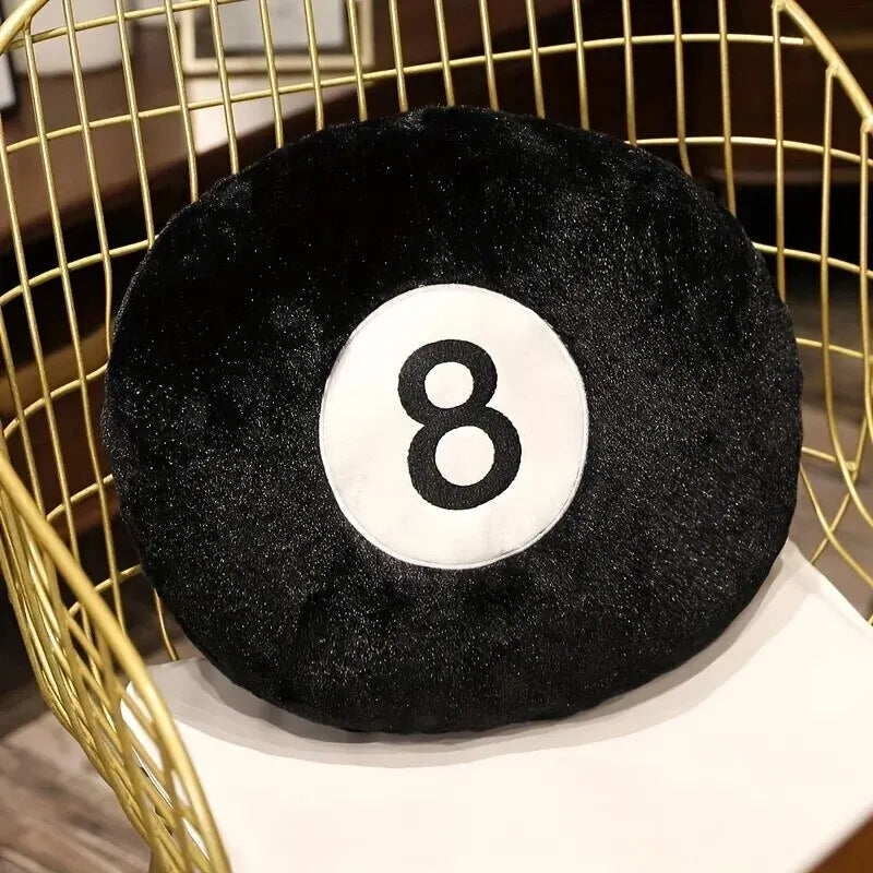 Coussin Peluche Balle de Billard Noire 8 – Déco Fun & Confort pour Sofa et Chambre